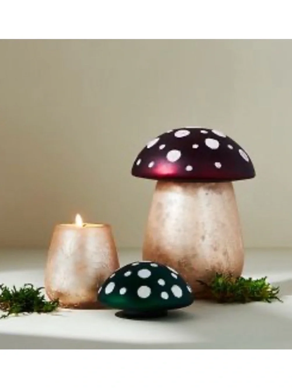 NEW Anthropologie Large Amanita Mushroom Glass Candle (w/Defect)